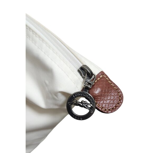 Longchamp White/Brown Nylon And Leather Le Pliage Tote - Picture 8 of 16